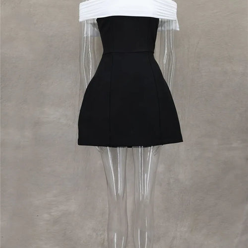 Load image into Gallery viewer, Bow Backless Sexy Mini Dress For Women Robe Elegant Off-shoulder Strapless Sleeveless A-line Club Sexy Dress Vestido
