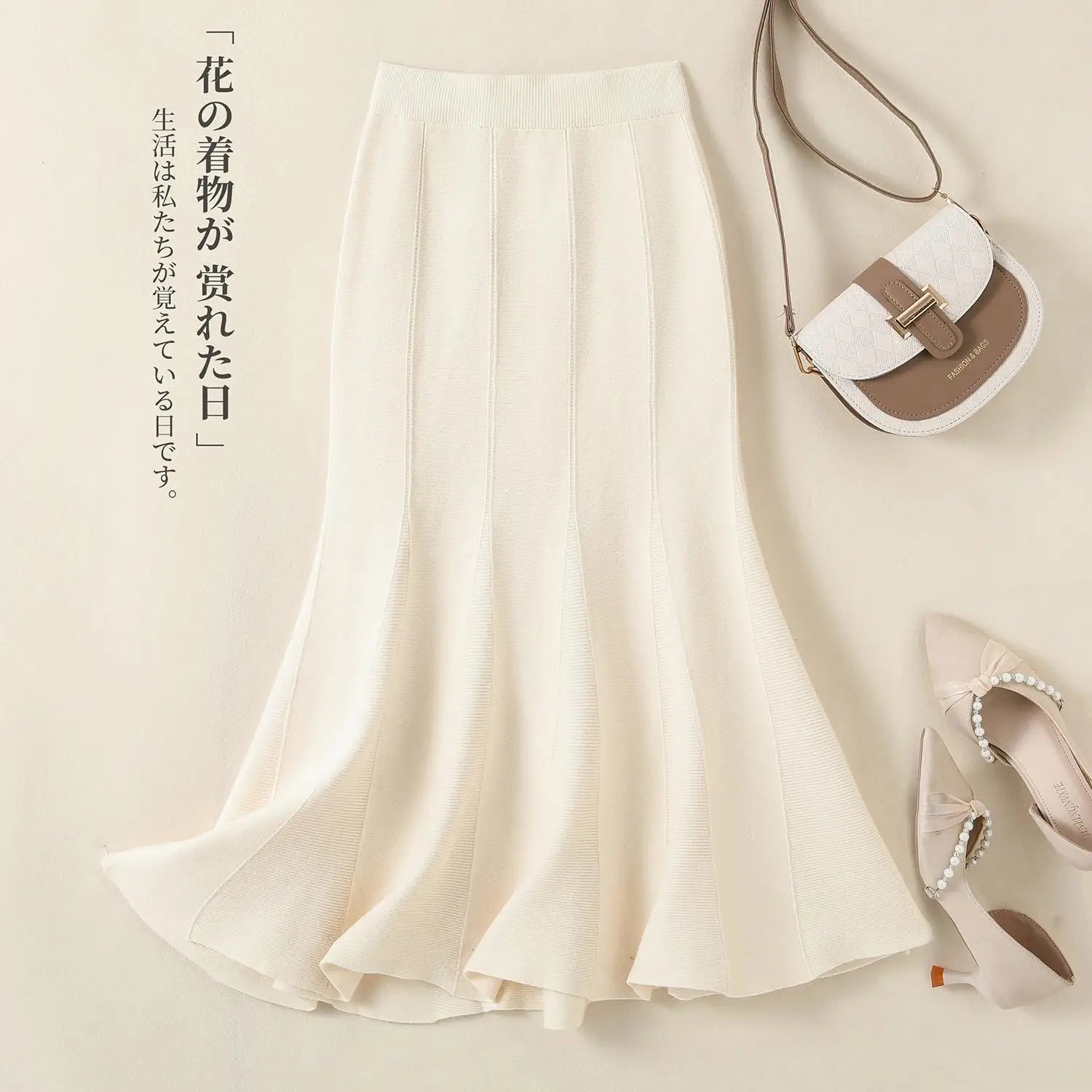 Korean Fashion Autumn Winter Warm Women Solid Knitted Wrapped Hip Long Skirts High Waist A-line Pleated Skirt 2024 New Versatile