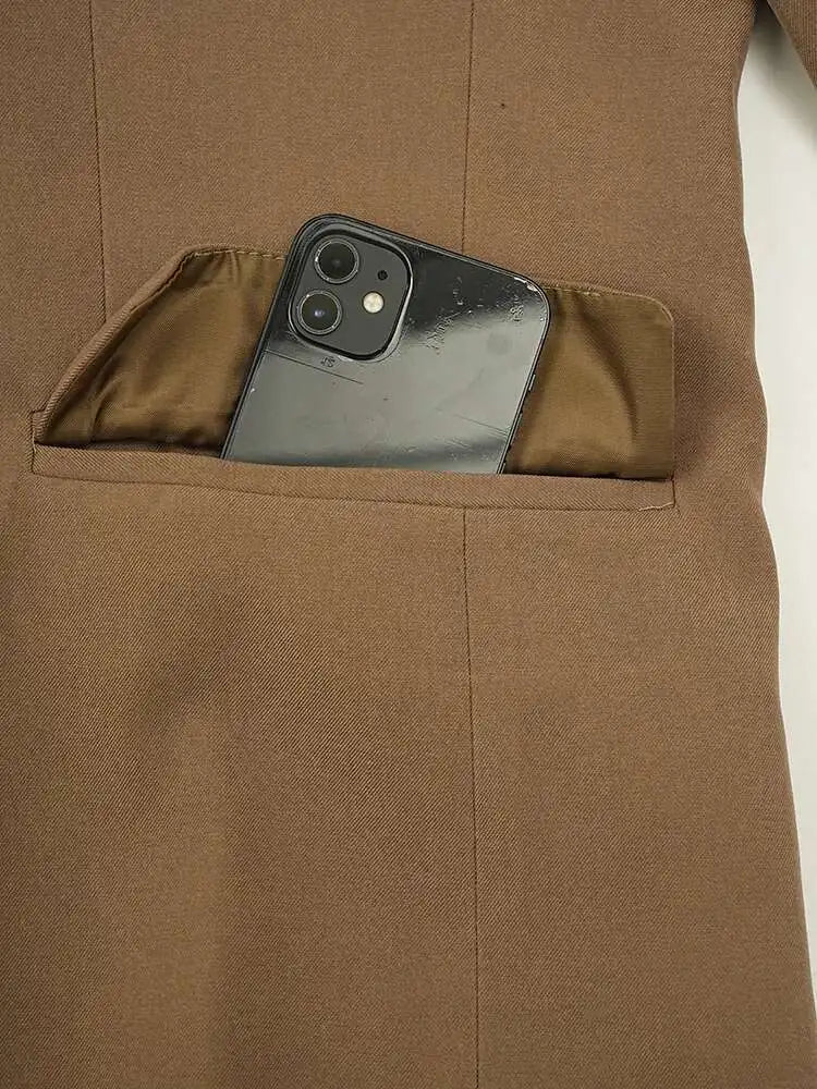 Women Khaki Drawstring Big Size Casual Blazer New Hooded Long Sleeve Jacket Fashion Tide Spring Autumn 2025 CPG2241