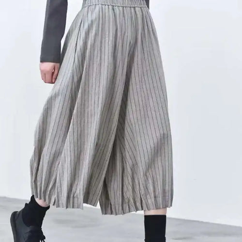 Load image into Gallery viewer, High Elastic Waist Black Striped Pocket Casual Wide Leg Pants New Trousers Women Fashion Tide Spring Autumn 2025 1DJ0115
