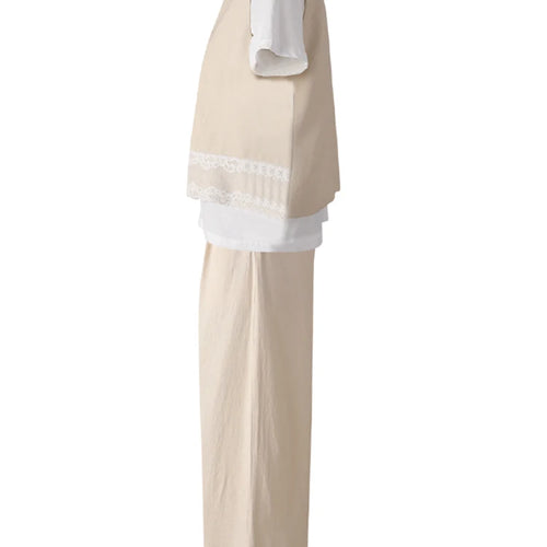 Load image into Gallery viewer, Big Size Lace Vest T-shirt Pants 3 Piece Suit New Round Neck Short Sleeve Women Fashion Tide Spring Autumn 2025 CPG3069
