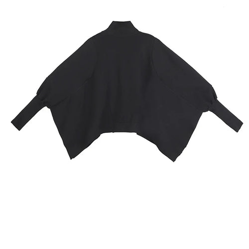 Load image into Gallery viewer, Loose Fit Black Asymmetrical Big Size Sweatshirt New Turtleneck Long Sleeve Women Big Size Fashion Tide Spring 2025 OA869
