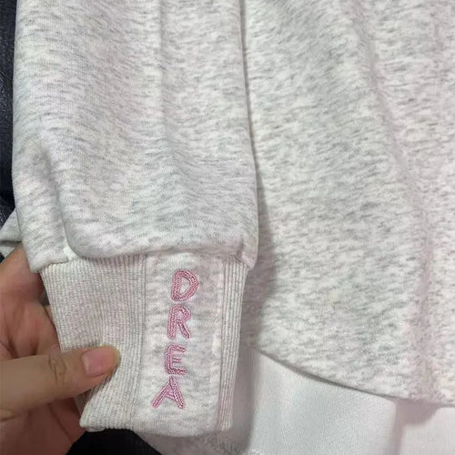 Load image into Gallery viewer, Korean Fashion 2024 Autumn Winter New Gray Letter Print Button Cotton Sweatshirt Women Long Sleeve Loose Pullover Tops Trend Y2k
