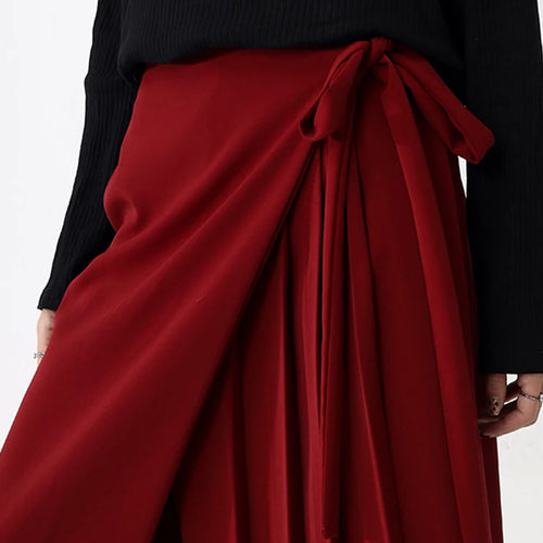 Load image into Gallery viewer, High Elastic Waist Red Pleated Bandage Elegant Wide Leg Pants New Trousers Women Fashion Tide Spring Autumn 2025 1DH9565
