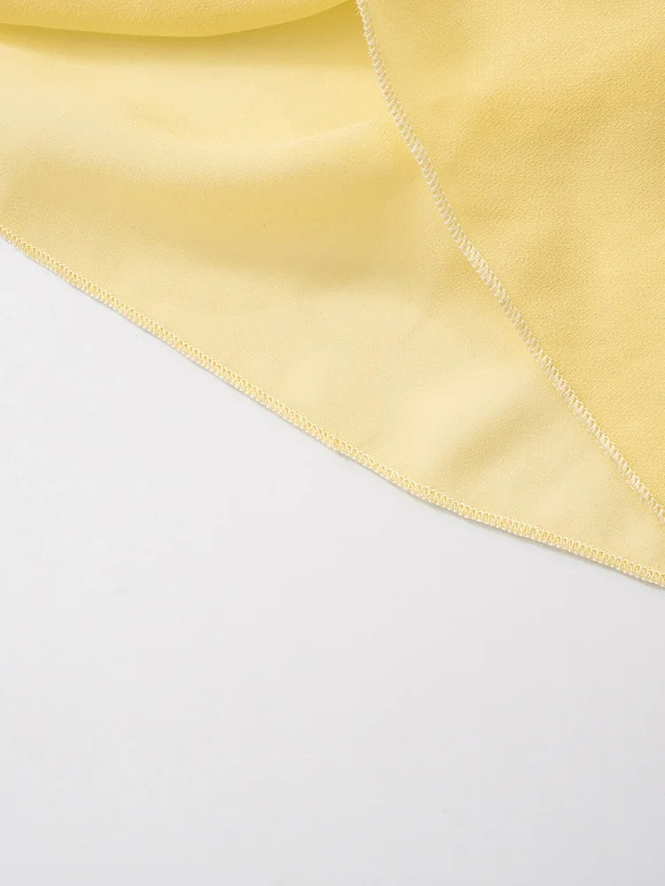 Yellow Sexy Skirt Two Piece Sets Women Halter Lace-up Crop Tops And Maxi Skirt Female Elegant Club 2 Piece Sets Dress