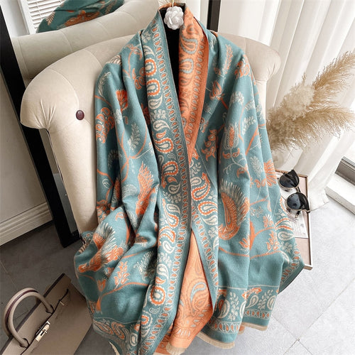 Load image into Gallery viewer, Warm Winter Scarf Cashmere Women Pashmina Design Print Shawls Wrap Female Thick Blanket Soft Bufanda Stoles Fashion
