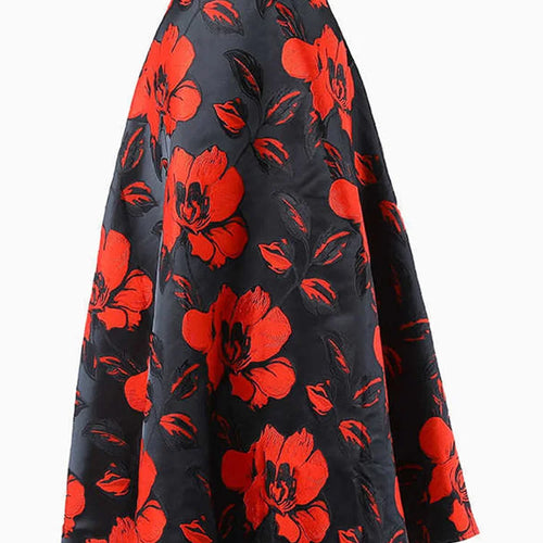 Load image into Gallery viewer, High Waist Black Flower Jacquard Temperament Long Half-body Skirt Women Fashion Tide New Spring Autumn 2025 1DD3182
