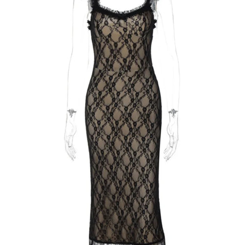 Load image into Gallery viewer, Elegant Lace Print Sexy Maxi Dress For Women Spaghetti Strap Sleeveless Backless Bodycon Club Party Sexy Long Dress
