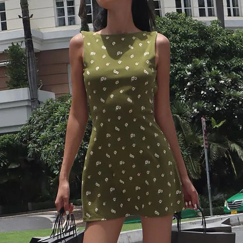 Load image into Gallery viewer, Women Elegant Floral Print Sleeveless Backless Sexy Slim Mini Dress 2024 Spring Women Outfits Birthday Party Festival
