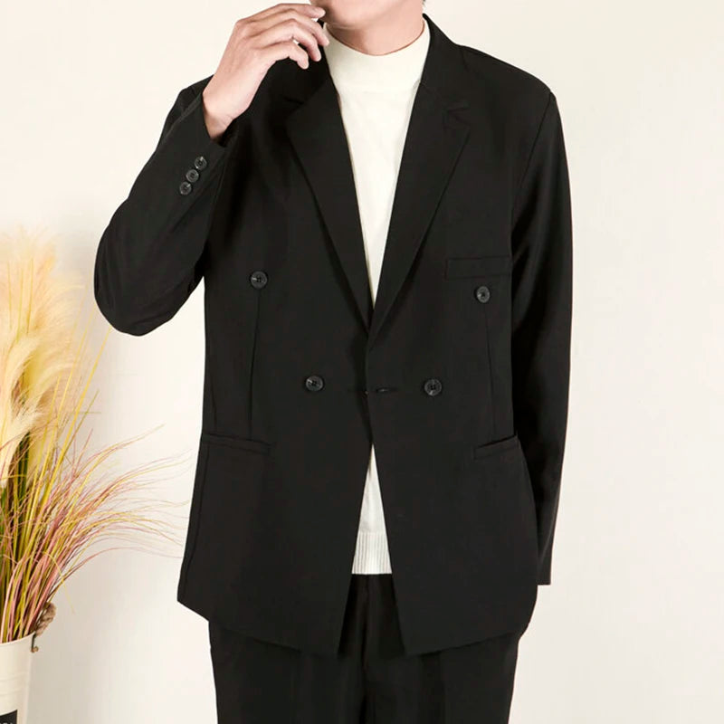 Business Casual Men's Suit Jackets Double Breasted Korean Style Menswear Loose Solid Color New Male Blazers Spring 9W1227