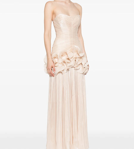 Solid Spliced Folds Slimming Dresses For Women Slash Neck Sleeveless High Waist Temperament Dress Female Fashion