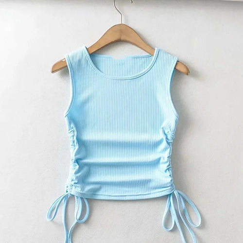Load image into Gallery viewer, 2025 Summer NEW Arrival Women Solid Color Sexy Causal Crop Top With String Both Side Club For Fashion Ladies
