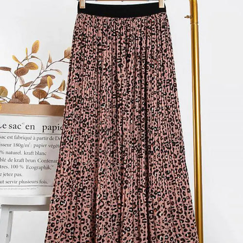 Load image into Gallery viewer, Woman Elegant Pleated Skirt 2023 Summer New Vintage Leopard Print Slim Versatile High Waist Female A-line Skirts Korean Fashion
