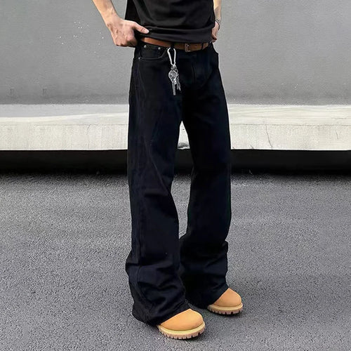 Load image into Gallery viewer, Men's Jeans New American Micro Flared Denim Pants Slim Fit Solid Color High Street Stylish Male Casual Trousers 9W1483
