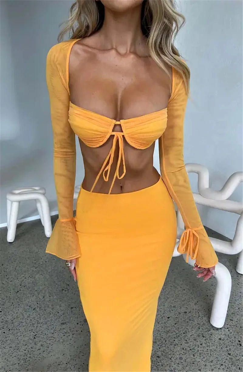 Thickened Fabric Sexy Maxi Skirt Women 2023 Autumn Winter New Solid High Waist Skinny Club Party Long Skirt Elegant