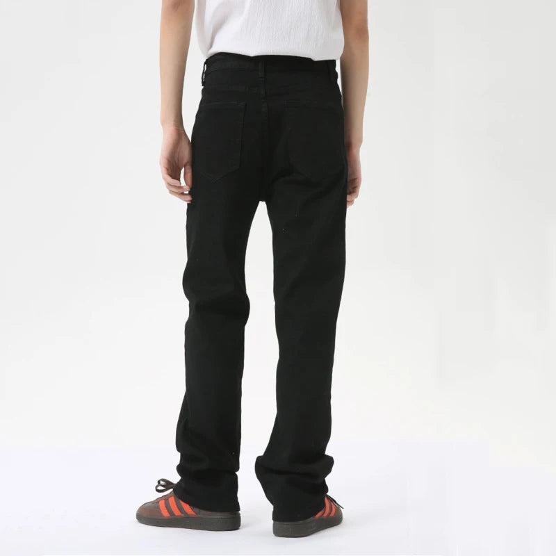 American Style Casual Men's Denim Pants Straight Slim Boot Cut Male Jeans Solid Color Trousers Trend Summer 9C6279