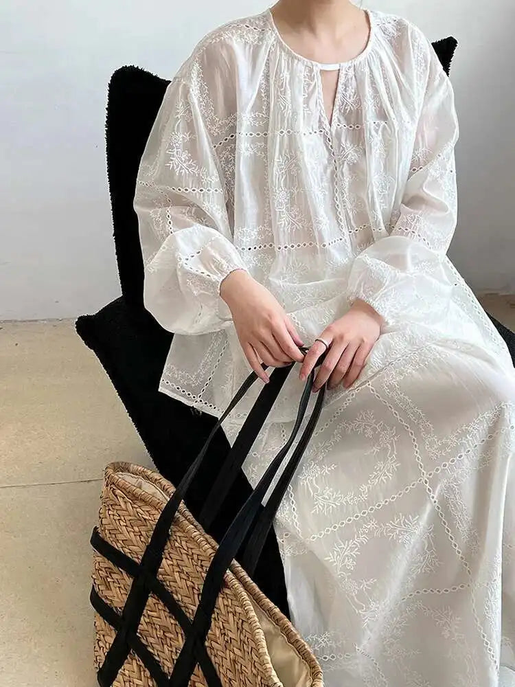 Lace Big Size Shirt Half-body Skirt Two Pieces Suit New Round Neck Long Sleeve Women Fashion Spring Autumn 2025 1DJ0062