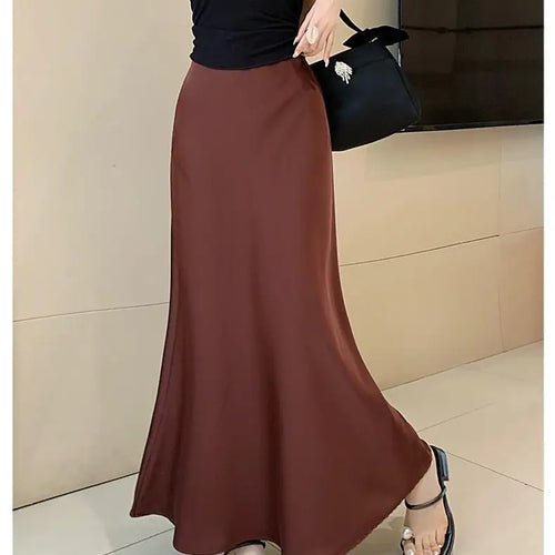 Load image into Gallery viewer, Vintage Fashion 2024 Spring Summer New Solid High Waist Fishtail Long Skirts Women Simplicity Festival Vacation Half Skirt Trend
