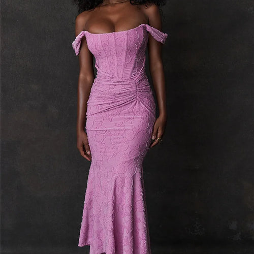 Load image into Gallery viewer, Off-shoulder Backless Sexy Evening Dress For Women Purple Sleeveless Strapless Ruched Bodycon Club Party Dress
