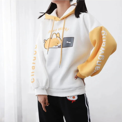 Load image into Gallery viewer, Shiba Inu Print Kawaii Women Hoodies Chic Drawstring Harajuku Cute Hooded Sweatshirts Winter Long Sleeve Female Sweet Tops
