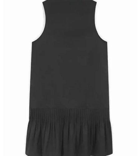 Women Black Pleated Hem Elegant Big Size Midi Vest Dress New V-Neck Sleeveless Fashion Tide Spring Autumn 2025 1DH9964