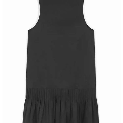 Load image into Gallery viewer, Women Black Pleated Hem Elegant Big Size Midi Vest Dress New V-Neck Sleeveless Fashion Tide Spring Autumn 2025 1DH9964
