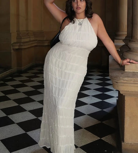 Halter Backless Sexy Maxi Dress For Women Spring Summer New Lace-up Sleeveless Pleated Beach Holiday Long Dress Elegant