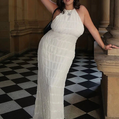 Load image into Gallery viewer, Halter Backless Sexy Maxi Dress For Women Spring Summer New Lace-up Sleeveless Pleated Beach Holiday Long Dress Elegant
