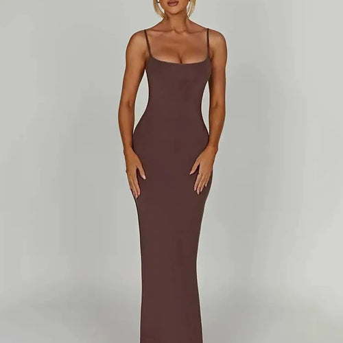 Load image into Gallery viewer, Spaghetti Strap Backless Bodycon Maxi Dress Women Autumn New Thickened Fabric Sleeveless Club Party Sexy Long Dress
