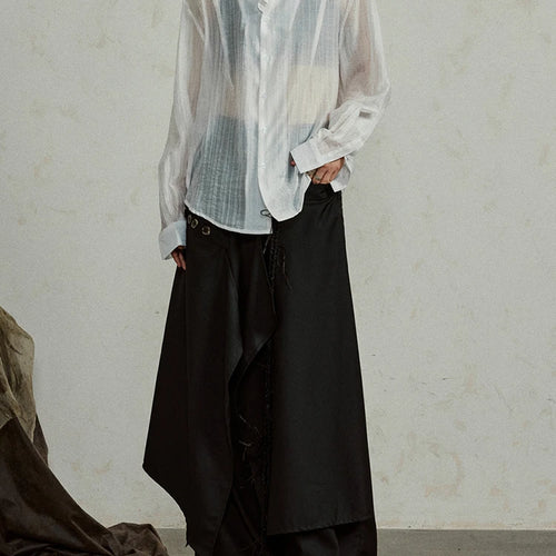 Load image into Gallery viewer, Women White Thin Perspective Big Size Blouse New Stand Collar Long Sleeve Shirt Fashion Tide Spring Autumn 2025 1DJ0350
