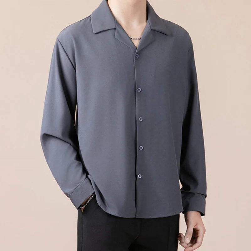 Male Shirts Spring Autumn Tide Loose Casual Style Men's Long Sleeved Turn-down Collar New Fashionable Shirts 9W120501