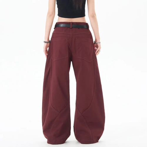 Load image into Gallery viewer, Male Suit Pants American Rivet Curved Knife Trousers Trendy Soid Color Bottoms Loose Design Casual Wide Leg Pant 9W1200
