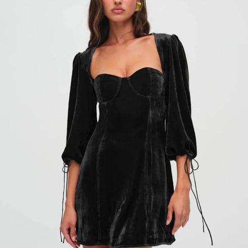 Load image into Gallery viewer, Elegant Long Sleeved Velvet Hollow Out Dress Women Sexy Backless Party Evening Dress Autumn/Winter 2025 New Slim Vestido
