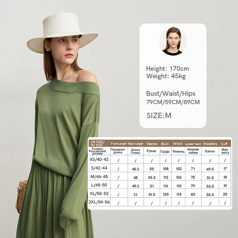 Long Skirt 2026 Spring New Minimalist Wool Knitted Sweater Long A-Line Skirt Casual Solid Women's Long Sleeve Top 12651009