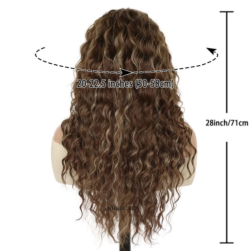 Load image into Gallery viewer, 28 Inch Long Hair Wigs Synthetic Fiber Brown Mix Blonde Color Fashion Long Curly Wavy Wigs for Women Europe Hairstyles Casual Wi
