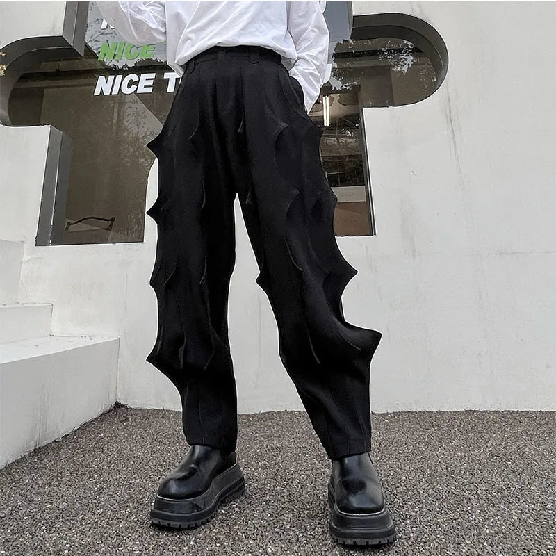 Pleated Male Niche Desgin Harem Pants Men's Soild Color Casual Chic Trousers Korean Fashion Spring Stylish 9A7863