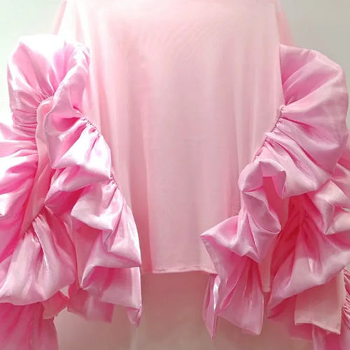 Load image into Gallery viewer, Women White Mesh Perspective Ruffles Big Size T-shirt New Round Neck Long Sleeve Fashion Tide Spring Autumn 2025 1DJ0036
