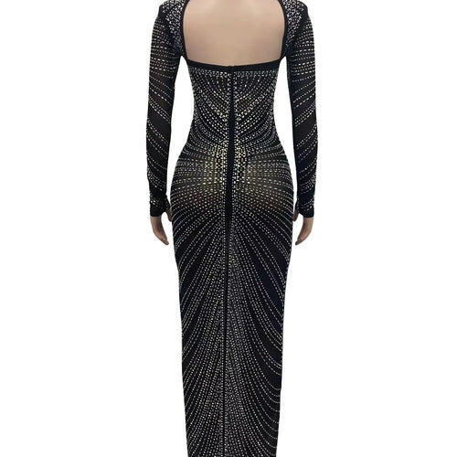 Load image into Gallery viewer, Glitter Mesh See Through Party Maxi Dress For Women Fashion Full Sleeve Bodycon Sexy Club Long Evening Dress Vestido
