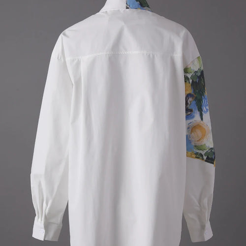 Load image into Gallery viewer, Women White Pattern Printed Big Size Elegant Blouse New Lapel Long Sleeve Shirt Fashion Tide Spring Autumn 2025 CPG3114
