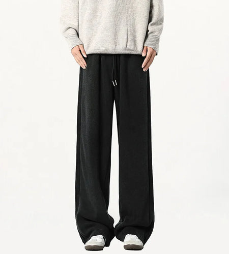 Korean Men's Sweatpants Tide Casual Drawstring Solid Color Male Pants Straight Wide Leg Elastic Waist Summer 9W1250