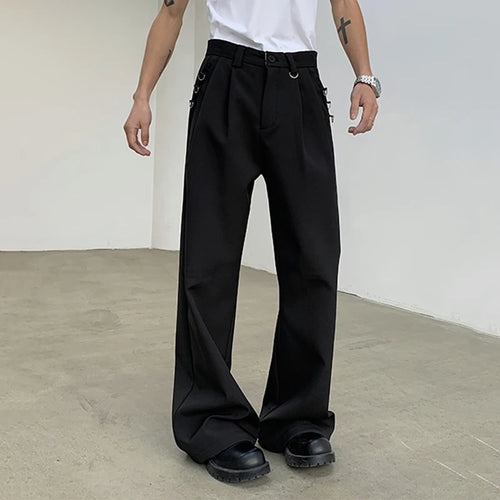 Load image into Gallery viewer, Metal Design Suit Pants Straight Wide Leg Men Loose Wide Leg Casual Spring Korean Fashion Male Trousers 9C5073
