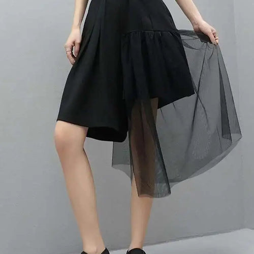 Load image into Gallery viewer, High Elastic Waist Irregular Mesh Black Wide Leg Pants New Loose Fit Trousers Women Fashion Spring Summer 2025 1DF4795
