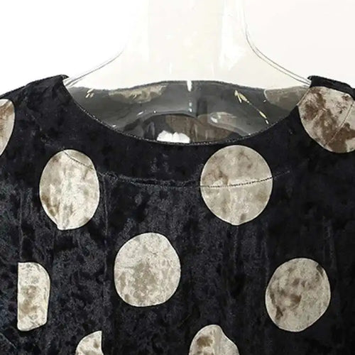 Load image into Gallery viewer, Women Black Dot Velvet Big Size Elegant Dress New Round Neck Long Sleeve Loose Fit Fashion Tide Spring Autumn 2025 1DH2819
