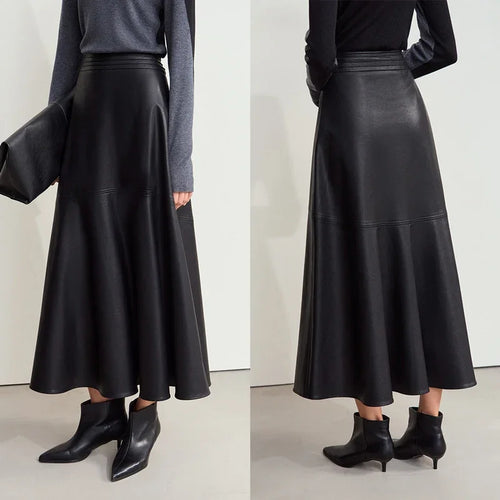 Load image into Gallery viewer, Minimalist Elegant Commuter Environmentally Friendly PU Leather Skirt 2024 Winter New Women's Loose A-shaped Skirt 12444181

