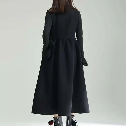 Load image into Gallery viewer, Women Gray Bow Bandage Spliced Long Elegant Woolen Dress New Sleeveless Loose Fit Fashion Tide Autumn Winter 2025 1DF3527
