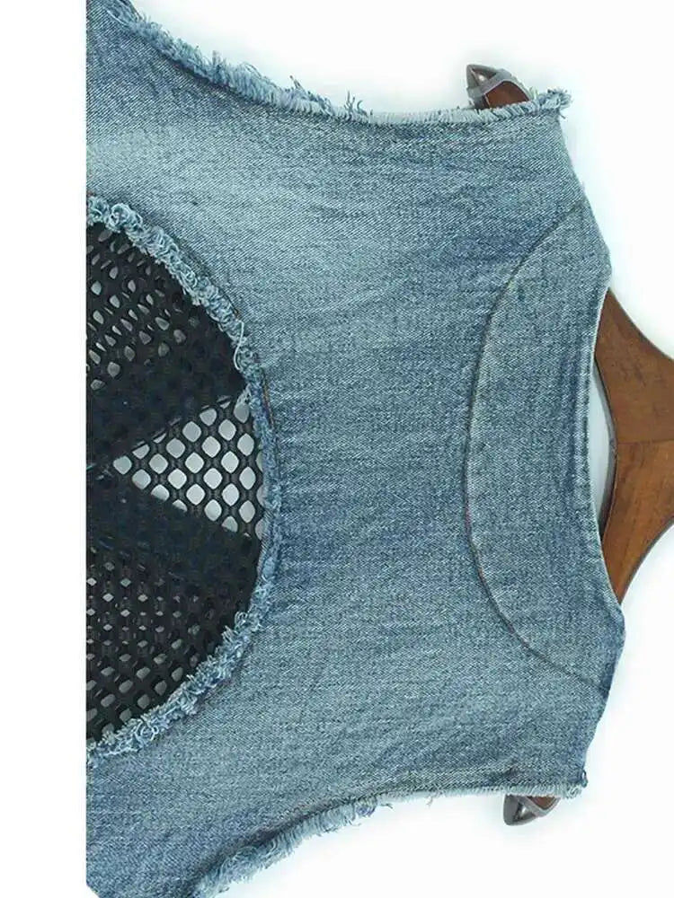 Big Size Denim Vest Wide Leg Pants Two Piece Suit New V-Neck Sleeveless Women Fashion Tide Spring Autumn 20251DH9963