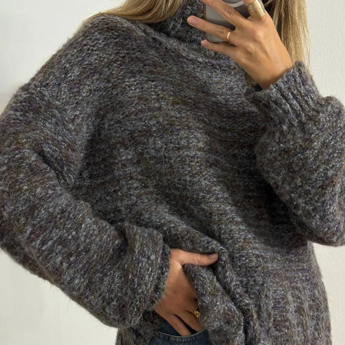 Load image into Gallery viewer, Thickened Turtleneck Coarse Wool Sweater Women&#39;s Loose Fluffy Knit Pullover Sweater European Products C-276
