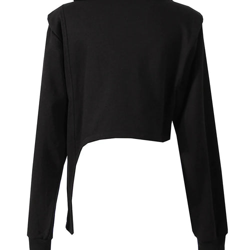 Load image into Gallery viewer, Loose Fit Black Zipper Irregular Sweatshirt New Turtleneck Long Sleeve Women Big Size Fashion Spring Autumn 2025 1DE3327
