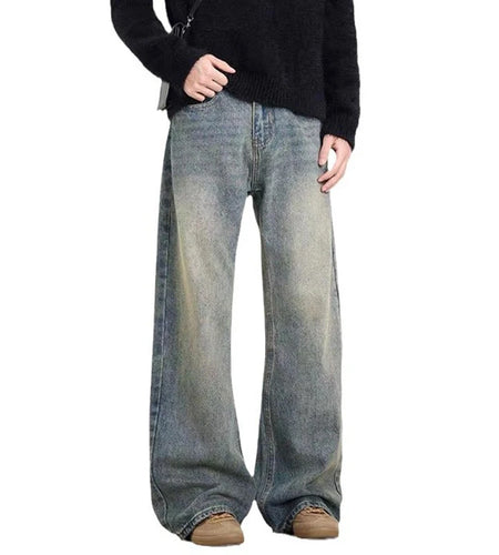 Spring New Men's Jeans American Straight Leg Male Micro Flared Denim Pants Trendy Loose Fit Summer Trendy Clothing 9W1410