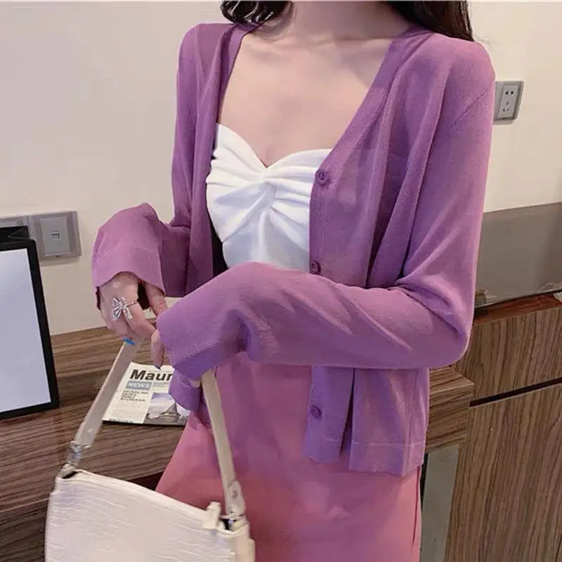 Sunscreen Clothes Womens Summer Coat Shirt Beach Sun Protection Clothing Outside Shawl Sun Protection Cardigan Cover Knit Jacket